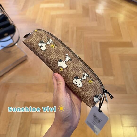 Office | Nwt Coach X Peanuts Pencil Case In Signature Canvas With ...